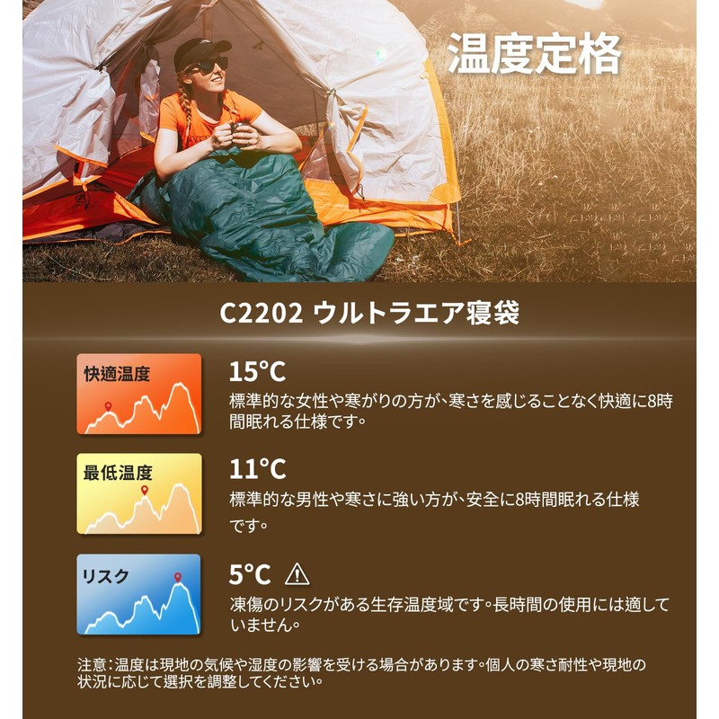 Litume 5°C-15°C Compatible Down Sleeping Bag, 565g, Lightweight, Packable, Adult