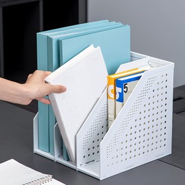 HAIYUU Foldable Magazine File A4 Magazine Holder with 3 Compartments Adjustable File Folder Organiser Office Equipment for Home, School, Office, Paper, Documents