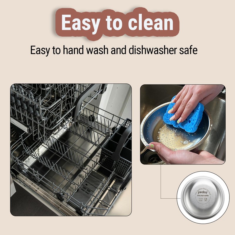 PEDAY 18/8 Stainless Steel Cat Bowls, Whisker Friendly, Human Grade,