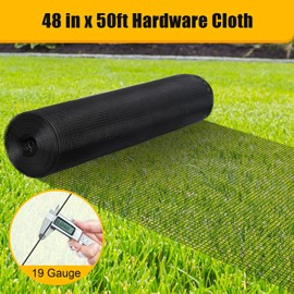Liyarya 1/2" 48'' x 50' 19 Gauge Vinyl Coated PVC Hardware Cloth Wire Chicken Rabbit Fence Poultry Cage Mesh Roll for Garden, 1/2 inch 48 in x 50 ft, Black PVC Coating Chicken Wire Fence Mesh Roll