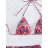 3-Piece Paisley Print Bikini Set with Sarong Cover Up, Pink