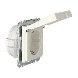 Merten System M MEG2314 0319 SCHUKO socket outlet with Klappd, IP44, Brs, Push Terminal, Polar White Glossy, System M