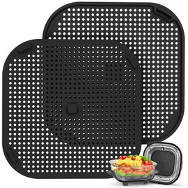 2 PCS Silicon Splatter Shield for Ninja Crispi Air Fryer Heat-Resistant Splash Guard,Protector for Ninja Crispi Accessories,Crisp Containers,and Replacement Parts Protects from Oil Kitchen – Black