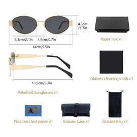 XFSRG Pack of 6 Sunglasses for Men and Women, Polarised Sunglasses, UV400 Protection, Oval Retro Sunglasses, Trendy Classic Glasses, Including Glasses Bag, Cleaning Cloth, Suitable for Camping