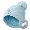 DALIX Heartly Ghost Cable Knit Pom Beanie Soft Stretch Skully