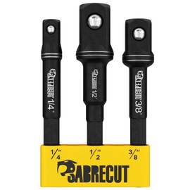 3 x SabreCut SCESAK1 Socket Adapters 1/4 inch HEX to 1/4 inch 3/8 inch 1/2 inch Square Drive for Impact Drivers Wrenches and Ratchets
