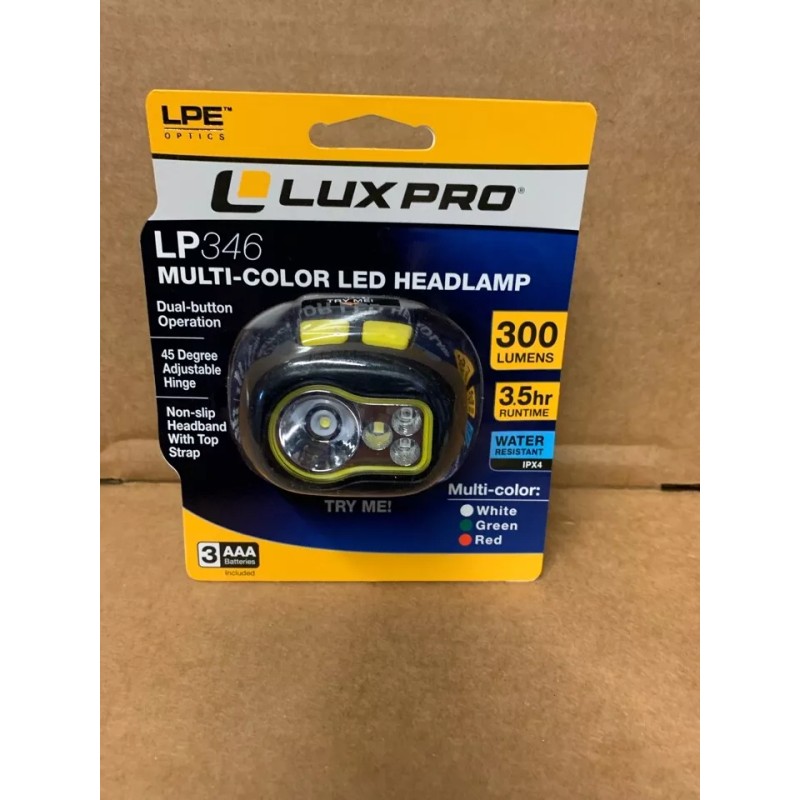Lux.Pro Lux-Pro 300-Lumen LED Headlamp 3 Color-Changing (Battery Included)