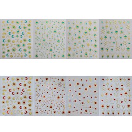 Masper 8 Sheets Nail Art Stickers, Moon Star Sun Nail Stickers Decals for Make-Up Nail Supplies Nail Art Design Decoration Accessories