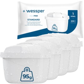 Wessper Water Filter Cartridges Set of 4 | Replacement for Brita Maxtra + Water Filter | Water Filter Cartridges Reduces Chlorine & Limescale | Purer Water | Compatible with Brita Jug