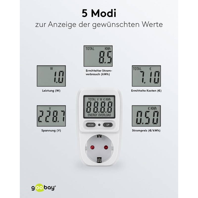 goobay 64589 Basic Digital Energy Cost Meter / Electricity Meter