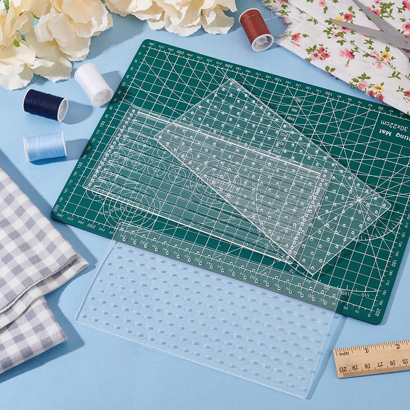 BENECREAT 3pcs Acrylic Sashiko Stencils Sashiko Template Dot and Line