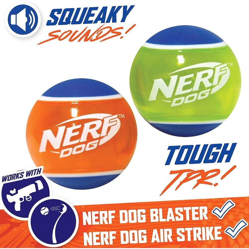 Nerf Dog Rubber Tennis Balls Squeaker Dog Toys 2 Pack