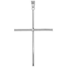 Sterling Silver Large Plain Cross Pendant for Men and Women 3mm Tubular High Polished 3 inch