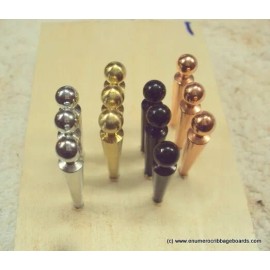 12 1/8" Ball-Top Metal Cribbage Pegs. 4 Colors: Gold, Copper, Silver, Black