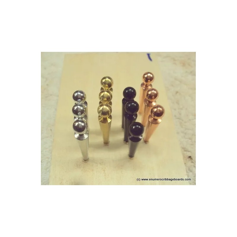 12 1/8" Ball-Top Metal Cribbage Pegs. 4 Colors: Gold, Copper,