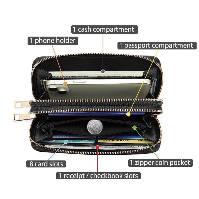 FQTBCEARI Life Tree Print Women Large Capacity Wallet PU Leather