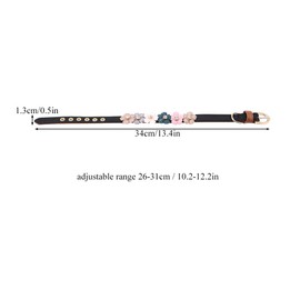 JOROBURO Cat Dog Collars, Cute Flower with Diamond Pet Cat Dog Collar, Buckle Design Adjustable PU Leather Dog Bow Tie for Small Medium Large Girl Pet Collar Puppies Supplies (Black)