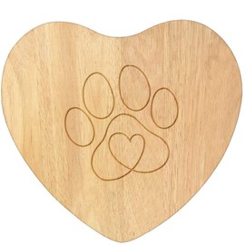 'Pawprint Heart' Wooden Heart Shaped Chopping/Cutting Board (WB00085146)