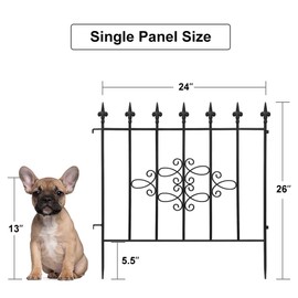 AMAGABELI GARDEN & HOME Decorative Garden Fence 27inx11ft Animal Barrier Fence Outdoor Coated Rustproof Metal Garden Fencing Panel Iron Folding Edge Wire Border Fence Patio Landscape Vegetable Bed