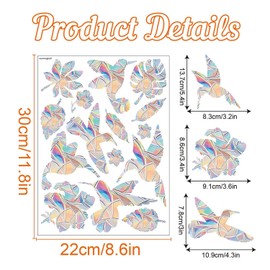 Traziewell Window Stickers for Glass Hummingbird Static Window Clings Decal Anti Collision Glass Stickers Home Decorations for Sliding Doors Windows Prevent Stop Birds Window Decals Stained Glass 0306