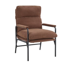 FLEXISPOT Accent Chair for Living Room,Arm Chair for Bedroom,with Padded Arms, Thicken Comfortable Cushion,Metal Frame,Reading Bedroom Chair Armchair for Home/Office/Cafe/Apartment/Waiting Room,Brown