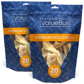 ValueBull Lamb Cheek Slices, Premium 5-6 Inch, 20 Count - All Natural Dog Chews, Grass-Fed, Single Ingredient