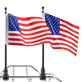 MASION 6 x 10 Motorcycle Red American Flag and Flagpole Mounts for Harley Yamaha Honda Goldwing CB VTX CBR Black Stainless Steel Flagpole fit 1/2 Luggage Rack