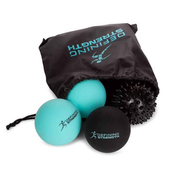 Top 3 Massage Balls Set, Spiky, Lacrosse ball, Peanut Muscle Roller Massager. Ideal for Self Myofascial Trigger Point Release, Physio Rehab, Back Muscle Knots & Plantar Fasciitis