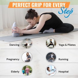 SNUG360 Women’s Pilates Grip Socks – 4 Pairs Non-Slip Ankle Socks with Silicone Grips for Yoga, Barre, Workout & More (US, Numeric, 5.5, 10, Regular, Regular, Multi-Color Pack)