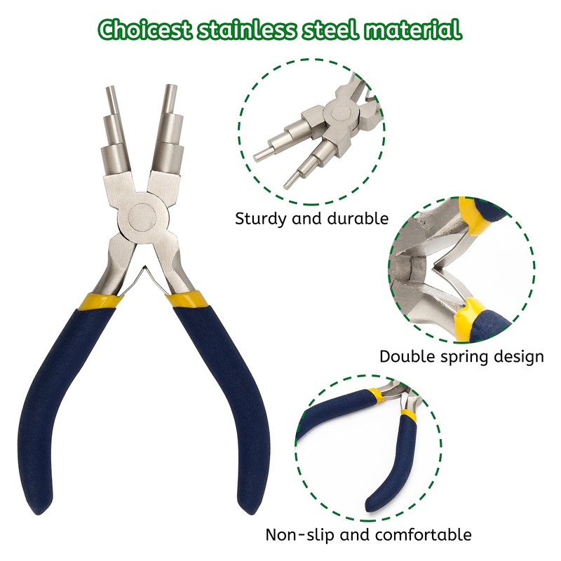 6 Step Jewelry Bail Making Pliers, AngleKai 3-10mm Wire Looping