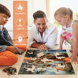 delobil Wooden Puzzles for Adults, Outdoor Alligator Jigsaw Puzzles 200 Pieces, 11.2x11.2in, Unique Shaped Cool Reptile Animal Wood Adult Puzzle, Best Gifts for Adults and Kids Family Game