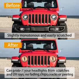  Click to see full view      2+  3 VIDEOS Beast Eyes Headlight Decals Pair, Headlight Stickers, Round Headlight Decal, 3D Stereo Eyes Headlight Decal Stickers for Jeep (Orange)