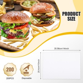 Uiifan 200 Pcs Paper Placemats Disposable Table Placemat Scalloped Edges Blank Table Mats Bulk Place Mat for Dining Wedding Parties Christmas Table Decorations 10 x 14 Inch (White)