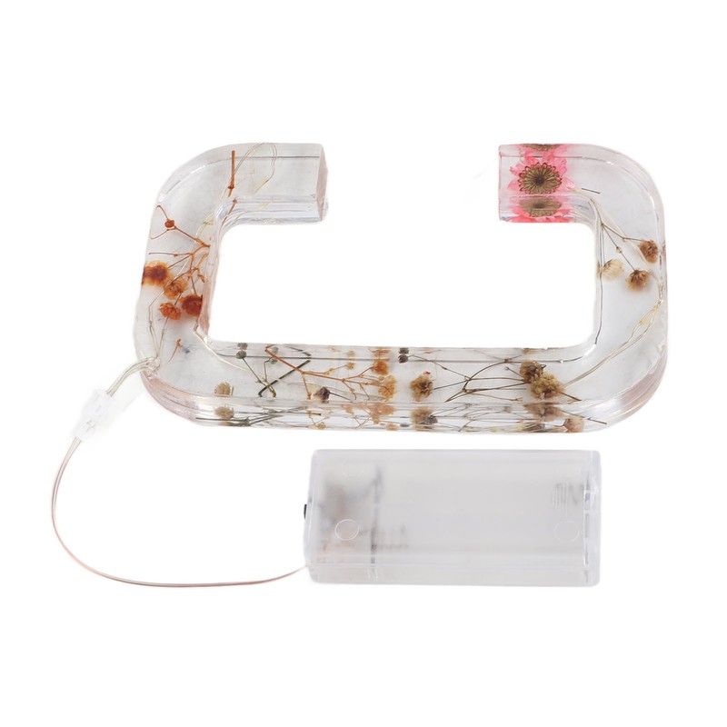 Floral Resin Letter Light Dry Flower and Alphabet Shape LED