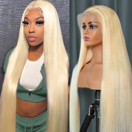 22 Inch 613 Lace Front Wig Human Hair Blonde 13X4 HD Transparent Lace Front Wigs 180% Density Blonde Glueless Wig 613 Straight Lace Frontal Wigs Human Hair Pre Plucked