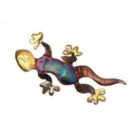 Tumia LAC Small Lizard - Recycled metal wall hanging decoration - 10cm - handmade
