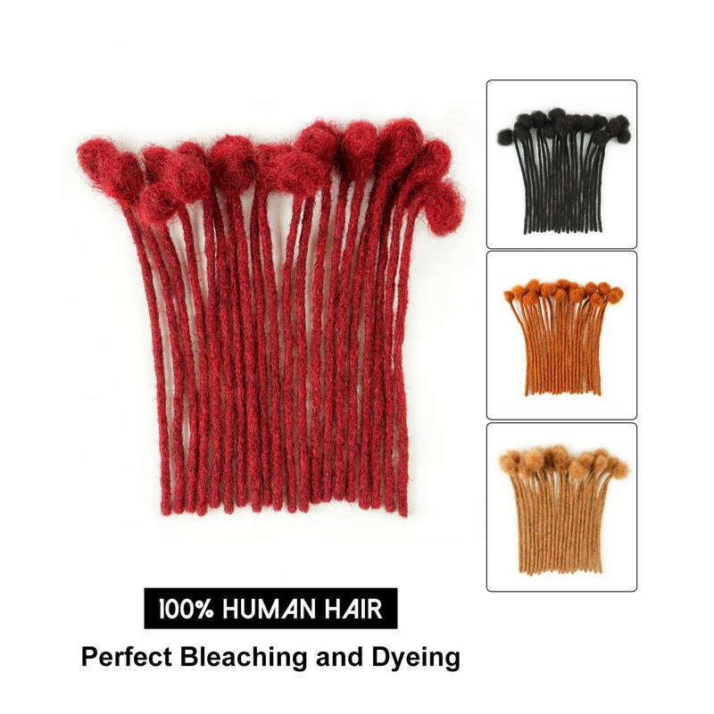 Cypsin Burgundy# 8inch 30 Strands 100% Human Hair Dreadlock Extensions,