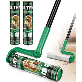 10" Large Lint Roller for Pet Hair Extra Sticky, Long Handle Floor Sticky Rollers with Big Lint Roller Refills for Cleaning Carpets, Cars, Furniture,Clothing, and Pet Hair,Green