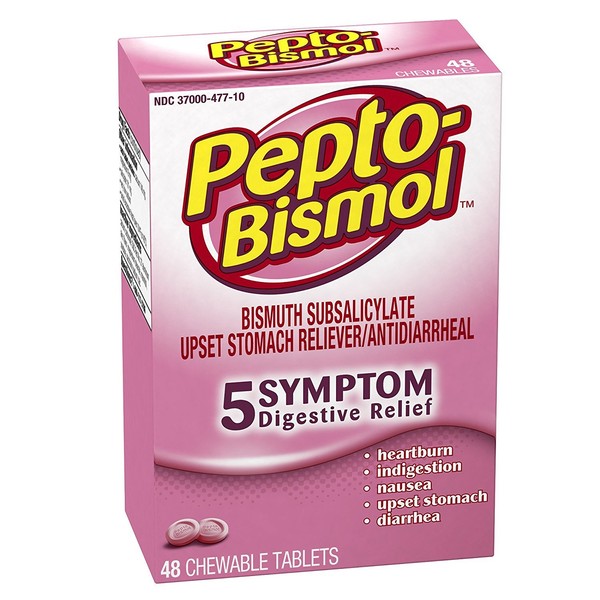 Pepto-Bismol, Regular Strength, Tablets Original, 48 per Box