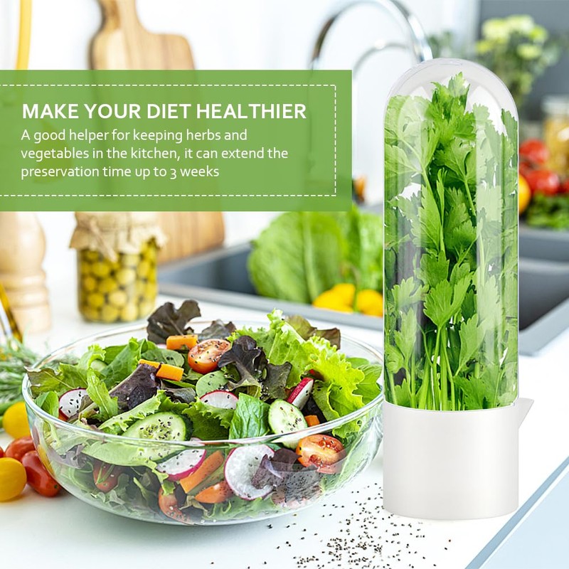 Giyochie Fresh Herb Saver Cilantro Storage Containers for Refrigerator, Transparent