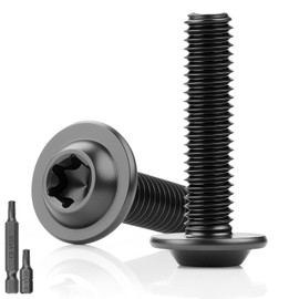 Pack of 25 Rounded Head Screws Black M4 x 25 mm Flat Head Screws with Flange Torx Screws 304 Stainless Steel with Washer A2 V2A Threaded Screws Full Thread Oxide with 2 Pieces T20 Torx Key for Wood