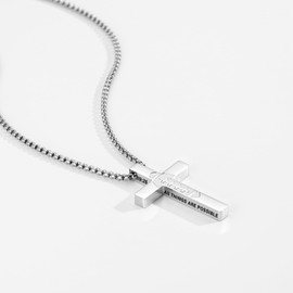 VULETO Football Bible Verse Cross Necklace for Boys Men, Silver Stainless Steel Pendant Chain Christian Religious Valentines Easter Chrismas Jewelry Gifts for Son Grandson Kids Teenage Teen 8-12 Accessories Stuff 19:26