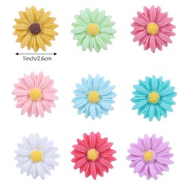 Vagocom 9Pcs Flower Charm for Bogg Bag,1inch/2.6cm Daisy Decorative Accessory for Rubber Beach Tote Bag,9 Colors, 1 of Each Color