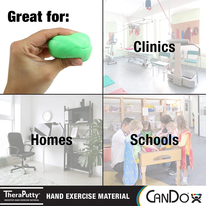 CanDo 10-2613 Theraputty Plus Hand Exercise Putty, Green, 3oz, Medium
