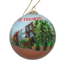 Hand Painted Glass Christmas Ornament - Burlington, Vermont
