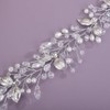 Teyglen Silver Leaf Crystal Hair Vine Bridal Rhinestone Headband Handmade