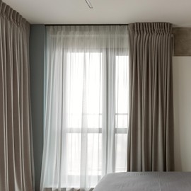 Curtain Track, Ceiling Curtain Track with Roller Hooks, Ceiling Mount Rail Set for Room Divider, 12ft - 18ft (Black)