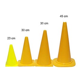 Boje Sport Set of 10 marker cones, 23 cm, yellow, for football training, training aids, traffic cones, for children, sports, inline skating, equestrian and athletics