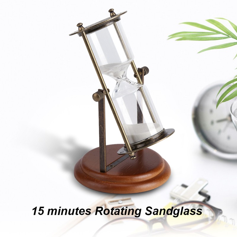 15 Minutes Metal Rotating Sand Glass Timer Clock Hourglass Table