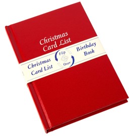 Christmas Card List & Birthdays Address Book Red Cover Indexed Pages